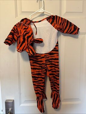 Orange Tiger Kids One-Piece Costume with Hood